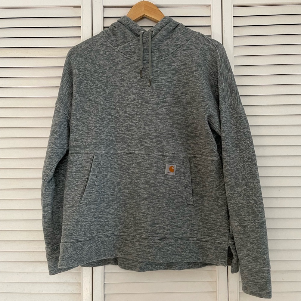 Carhartt Hoodie Women’s medium Gray Heather Relaxed Fit Pullover Sweatshirt